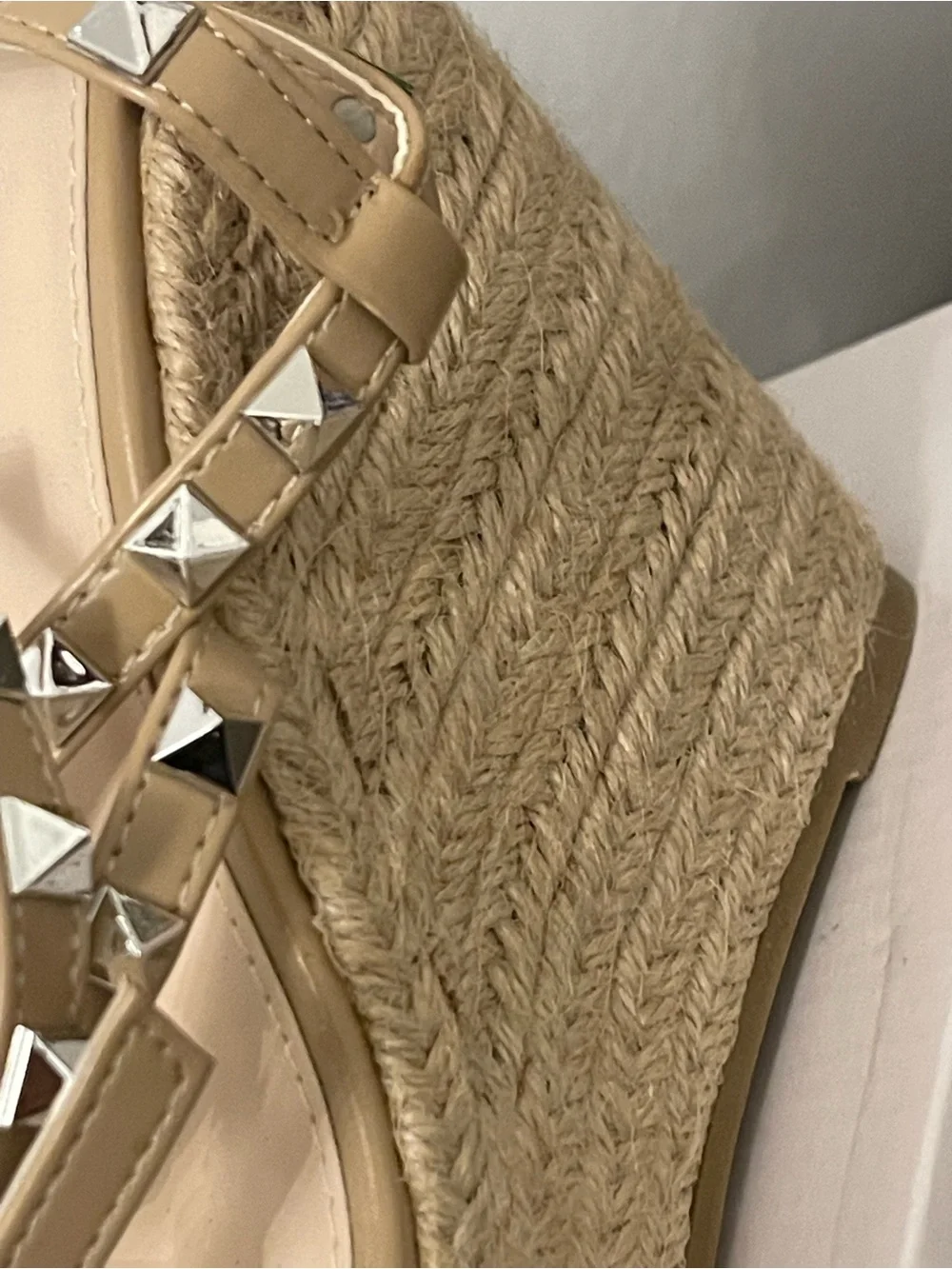 Studded Nude Wedge Sandals by Sofft